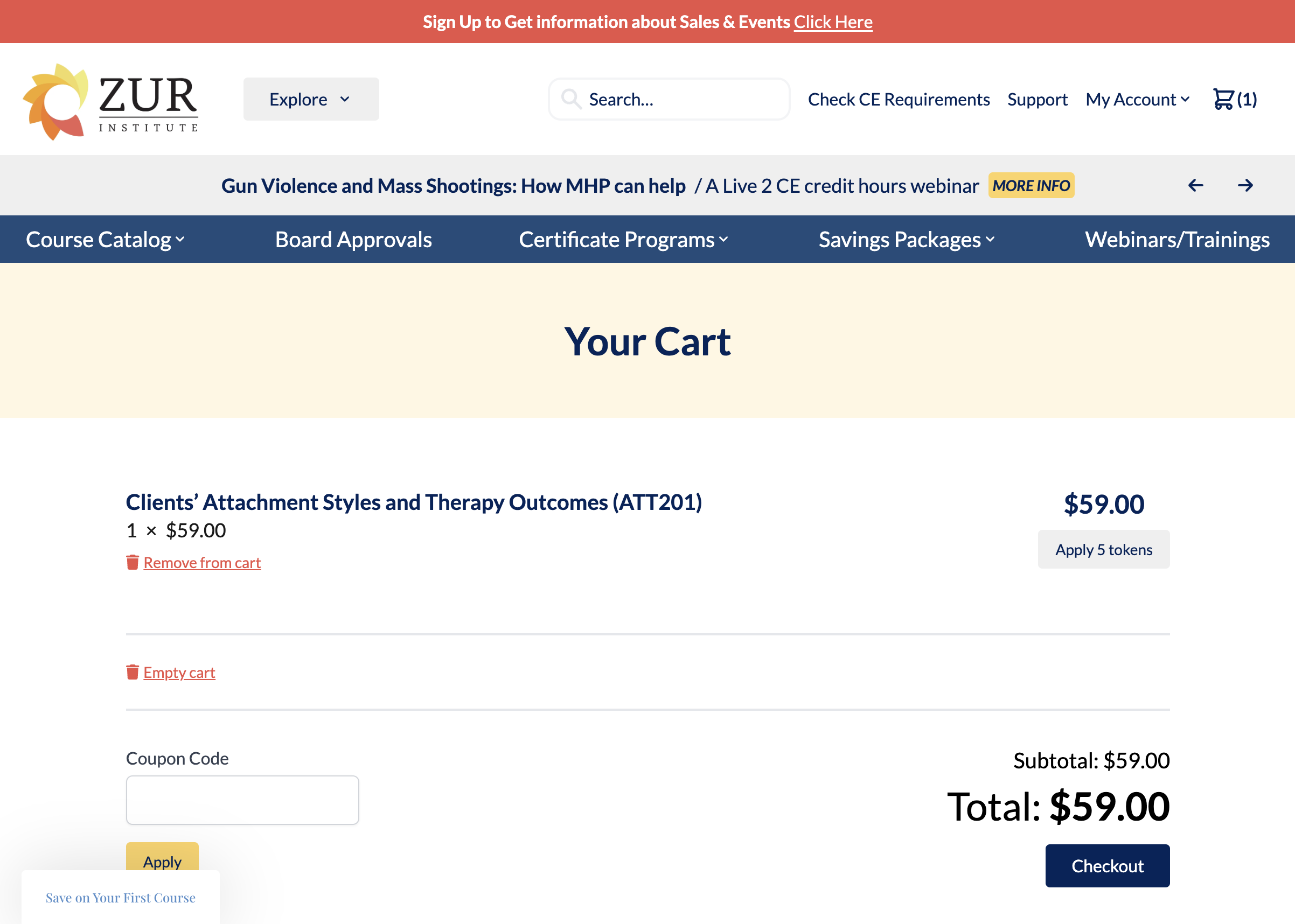 zur screenshot: cart