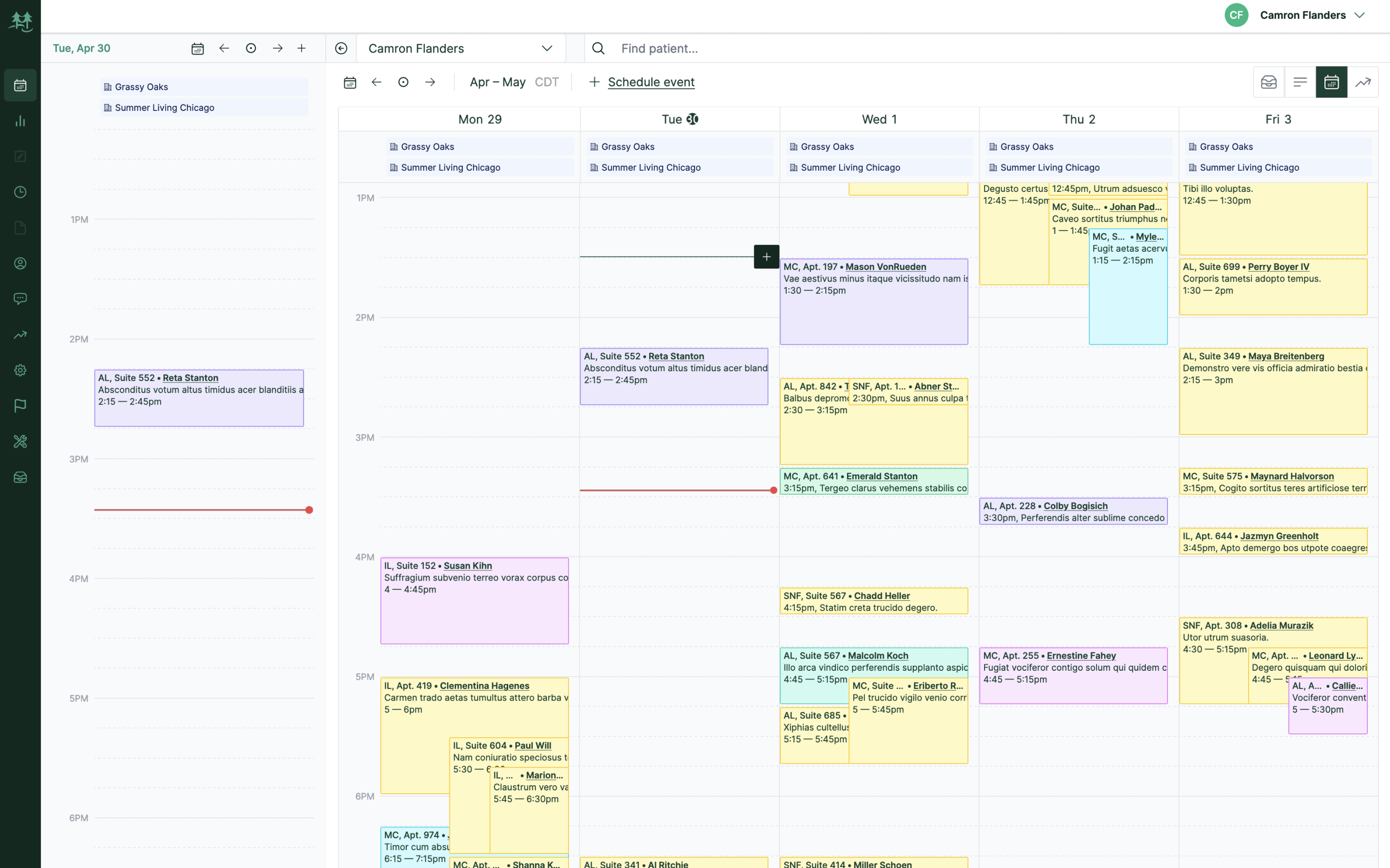 Pine Park: Desktop Calendar with Metrics