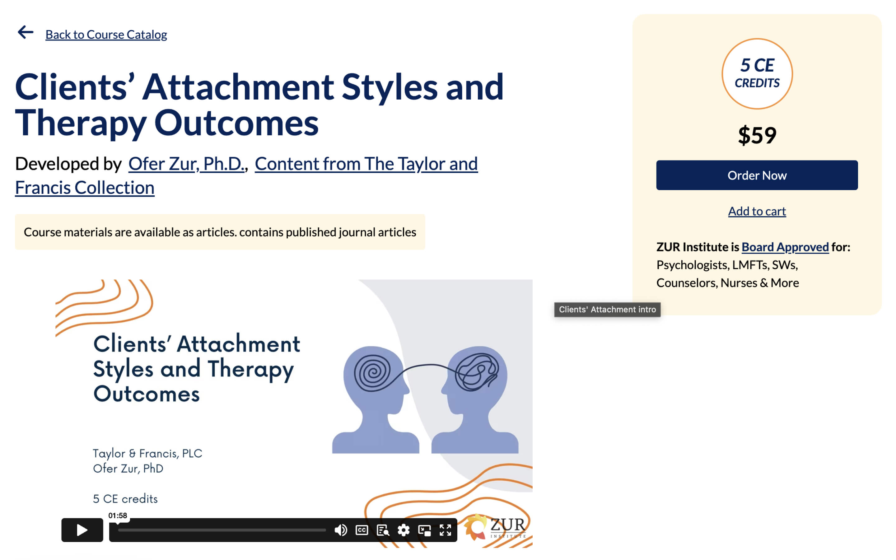 Zur Institute: View a Course